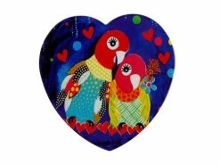 Love Hearts Ceramic Heart Coaster 10cm Love Birds