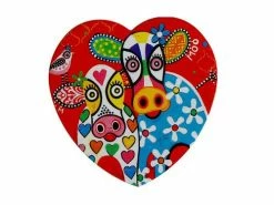 Love Hearts Ceramic Heart Coaster 10cm Happy Moo Day