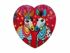 Love Hearts Ceramic Heart Coaster 10cm Zig Zag Zeb