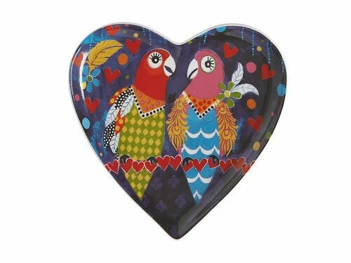 Love Hearts Heart Plate 15.5cm Love Birds