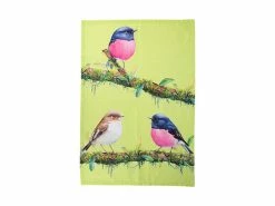 Katherine Castle Bird Talk Tea Towel 50x70cm Pink Robins