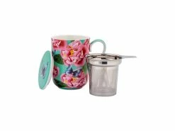 Gabby Malpas Posey Mug with Infuser 340ML Camellia Dreams Gift Boxed