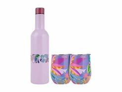 Kasey Rainbow Be Fierce Double Wall Insulated Wine Set Courageous 3pc Gift Boxed